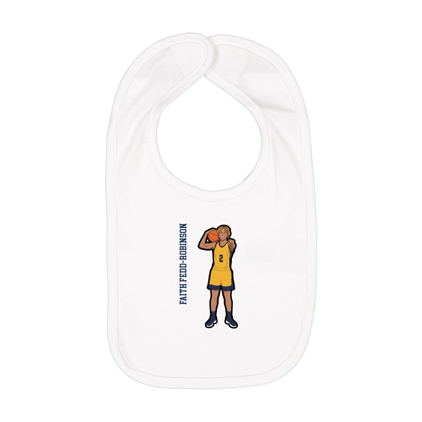 Infant Bib — Name Vertical in White