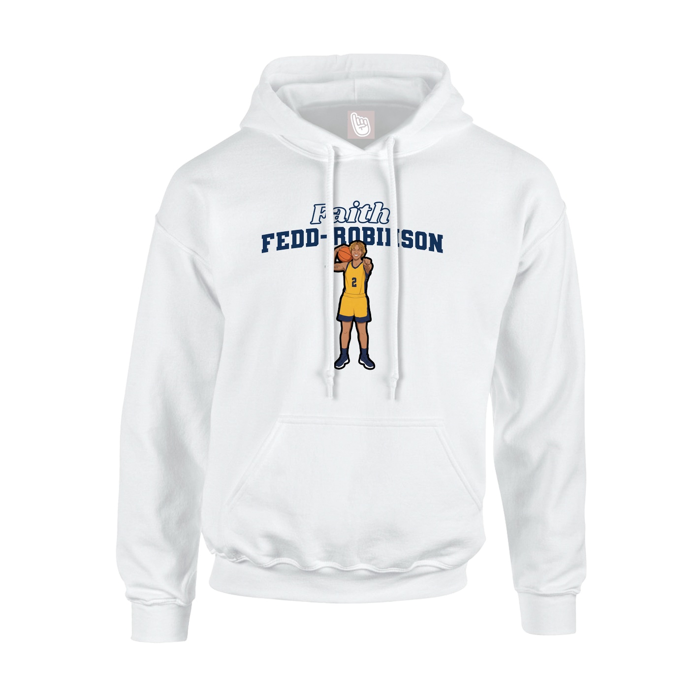 Youth Hoodie — Name Arch in White