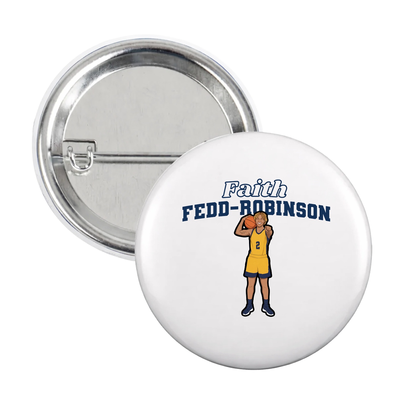 Game Day Button — Name Arch in White