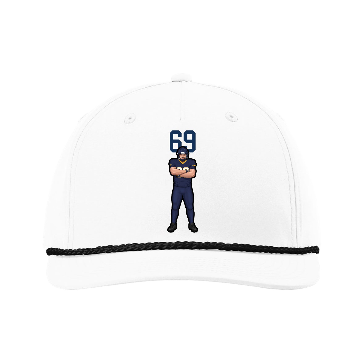 Five-Panel Classic Rope Cap — Number Top in White