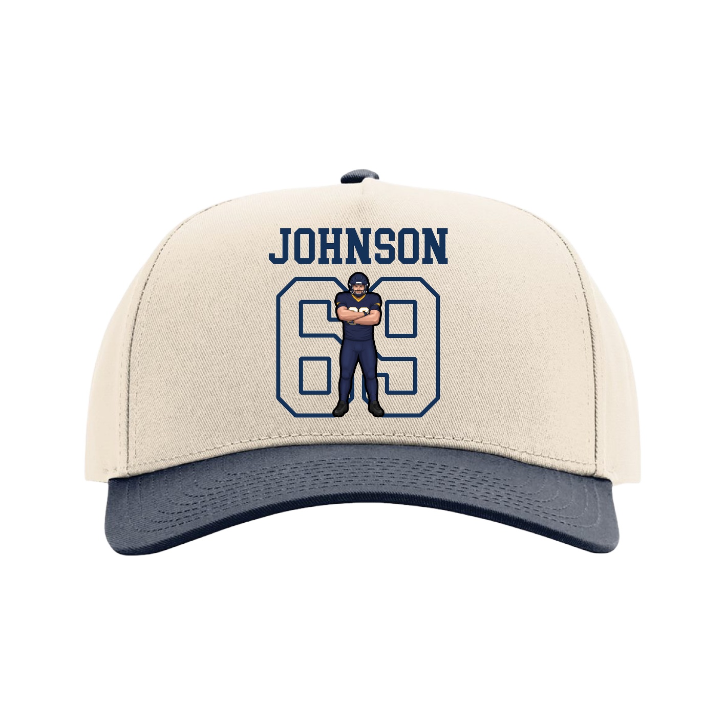Full Fabric Five-Panel Champ Cap — Shirsey in Cream/Navy