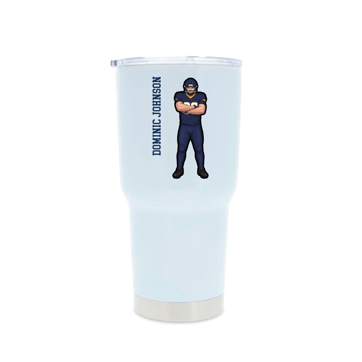 30oz Stainless Steel Tumbler — Name Vertical in White