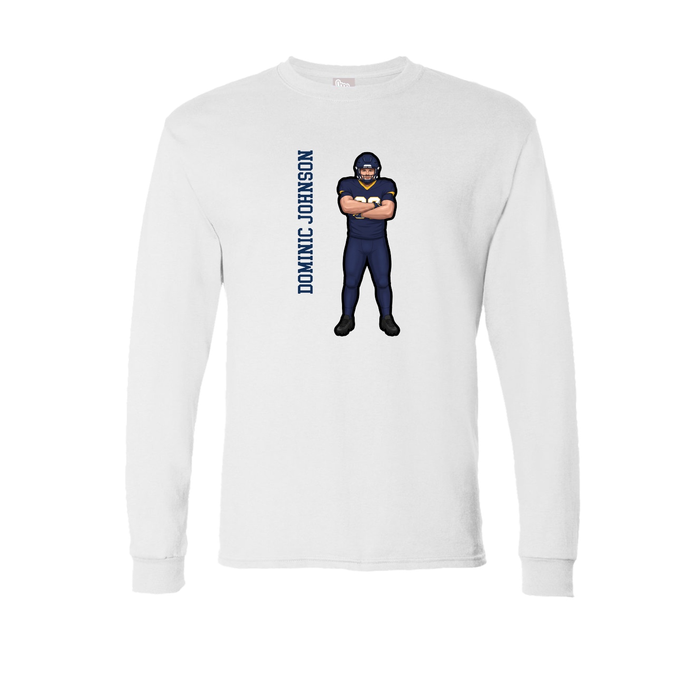 Long Sleeve Tee — Name Vertical in White