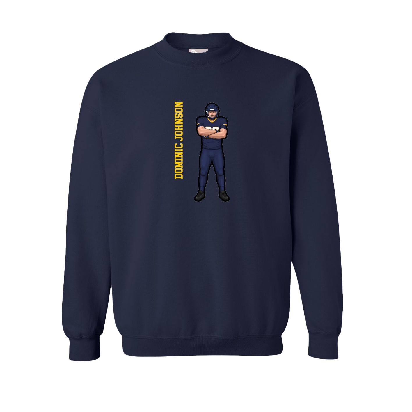 Fleece Crew — Name Vertical in Navy
