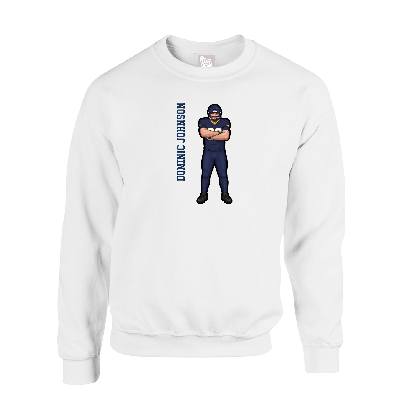 Fleece Crew — Name Vertical in White