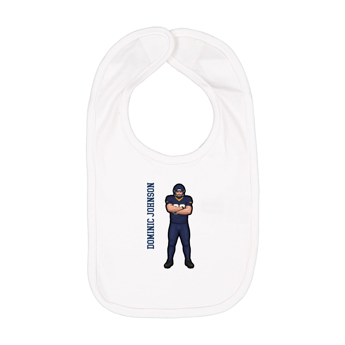 Infant Bib — Name Vertical in White