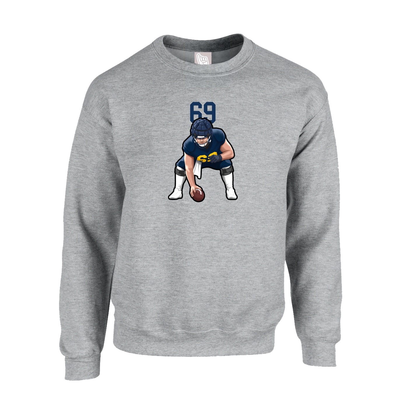 Fleece Crew — Number Top in Grey