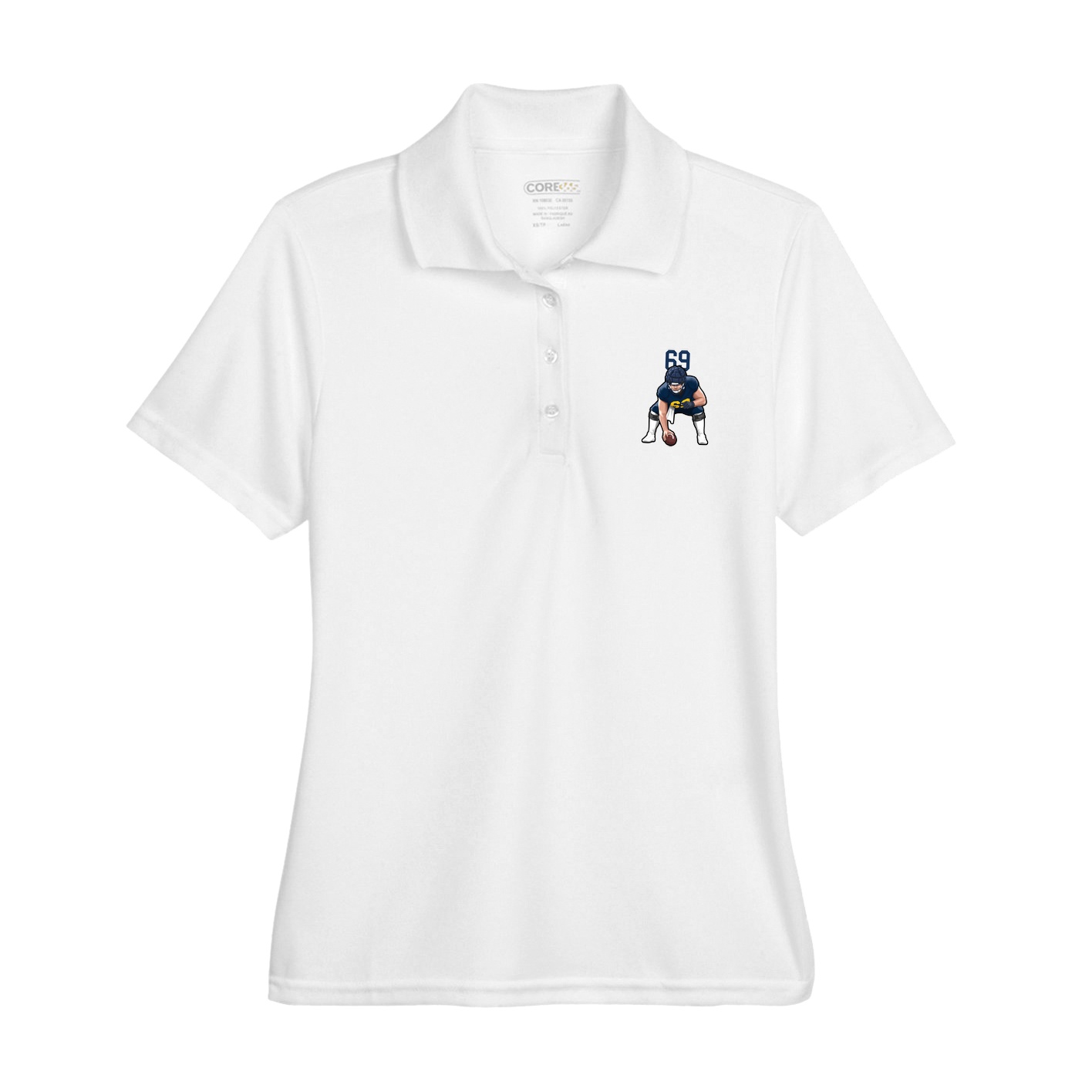 Womens Performance Polo — Number Top in White