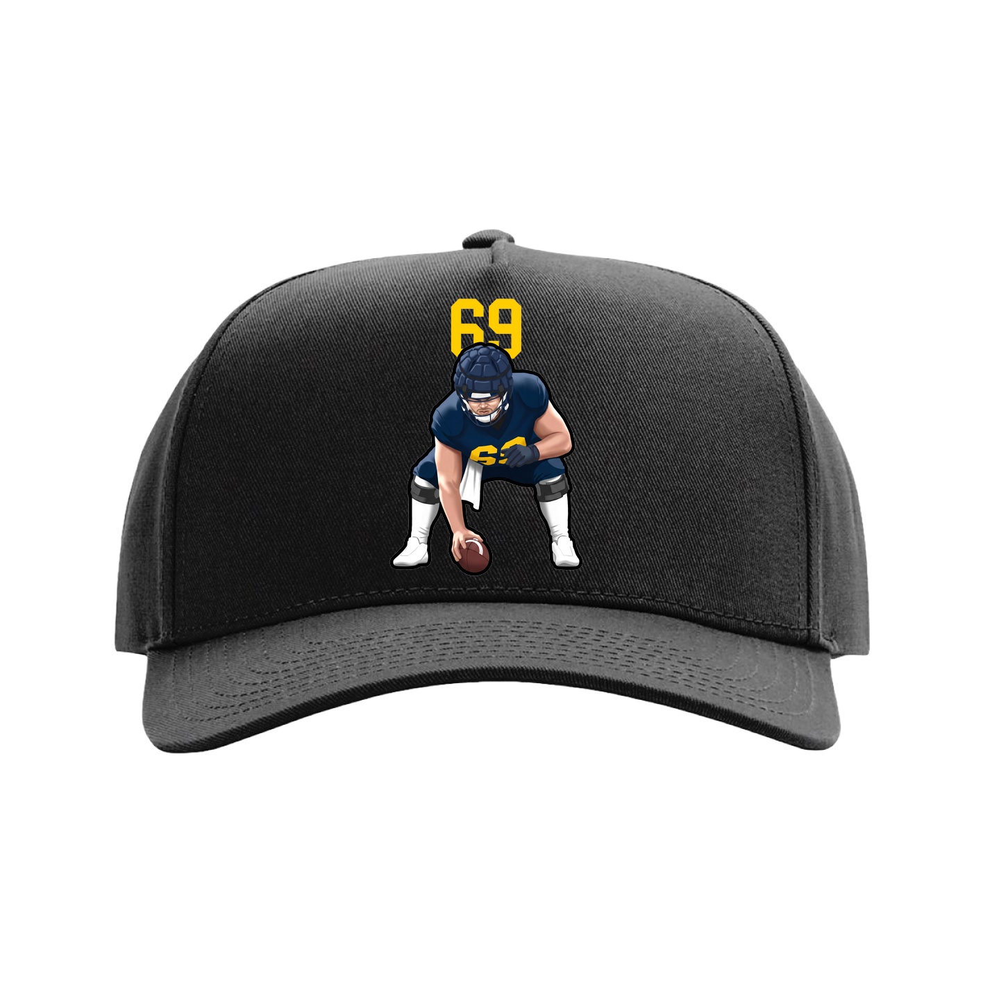 Full Fabric Five-Panel Champ Cap — Number Top in Black