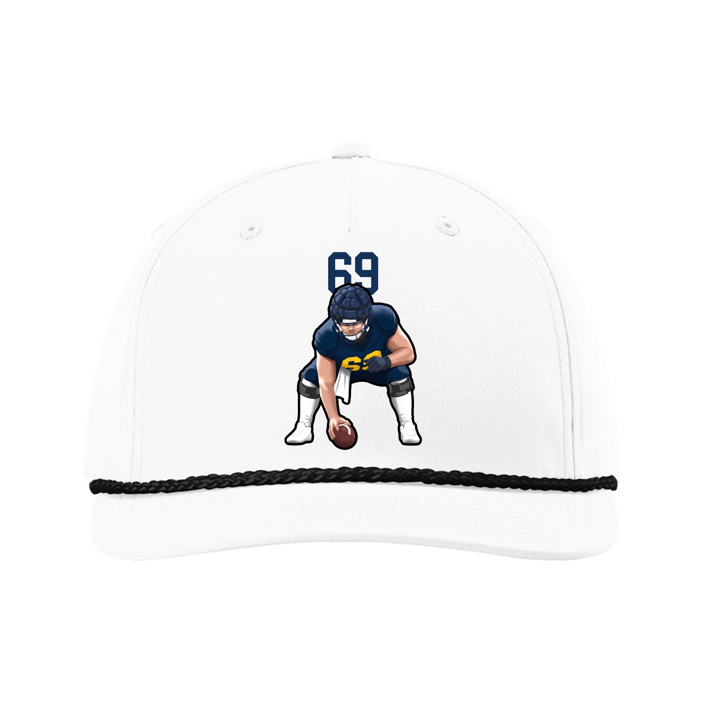 Five-Panel Classic Rope Cap — Number Top in White
