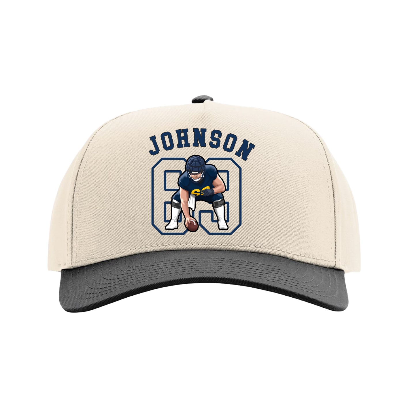 Full Fabric Five-Panel Champ Cap — Shirsey Arch in Cream/Black