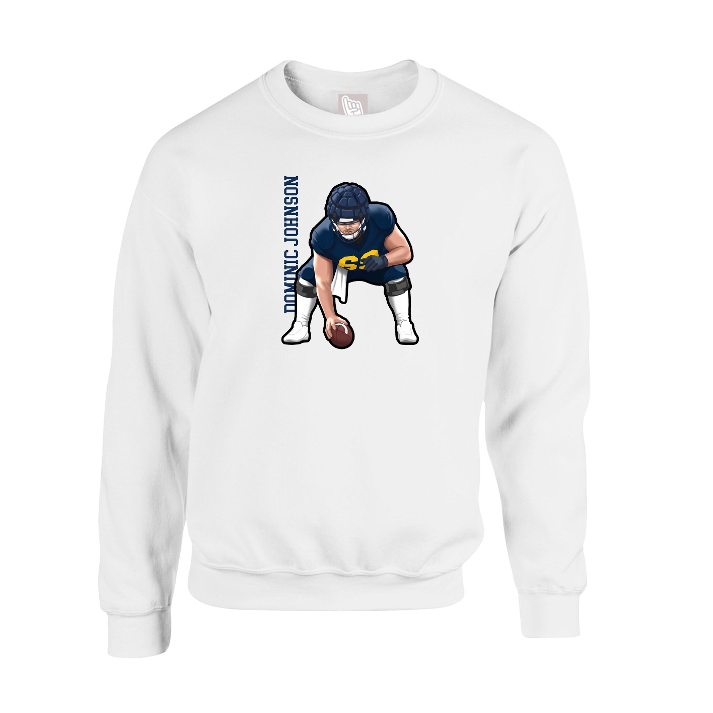 Fleece Crew — Name Vertical in White
