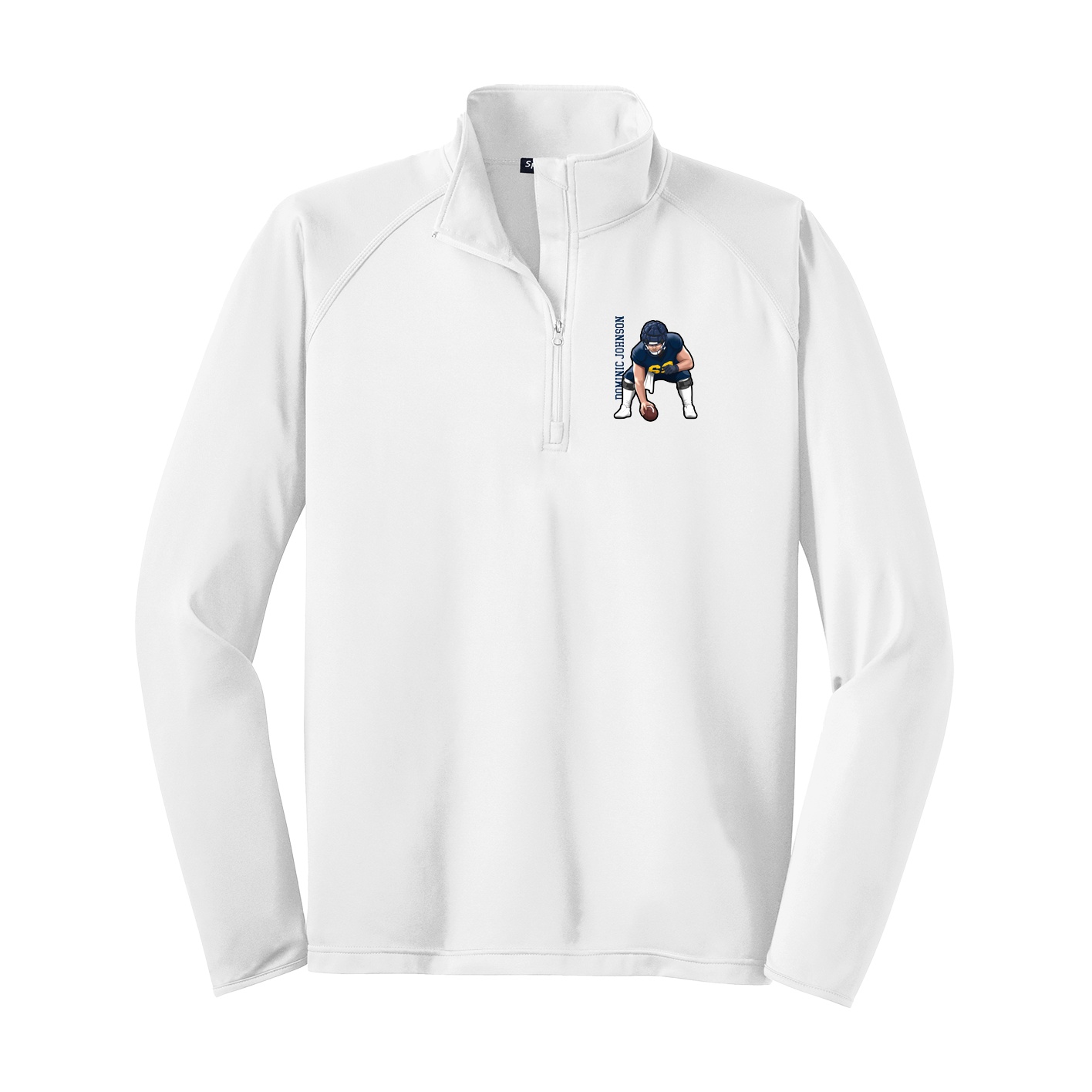 Q-Zip Pullover — Name Vertical in White