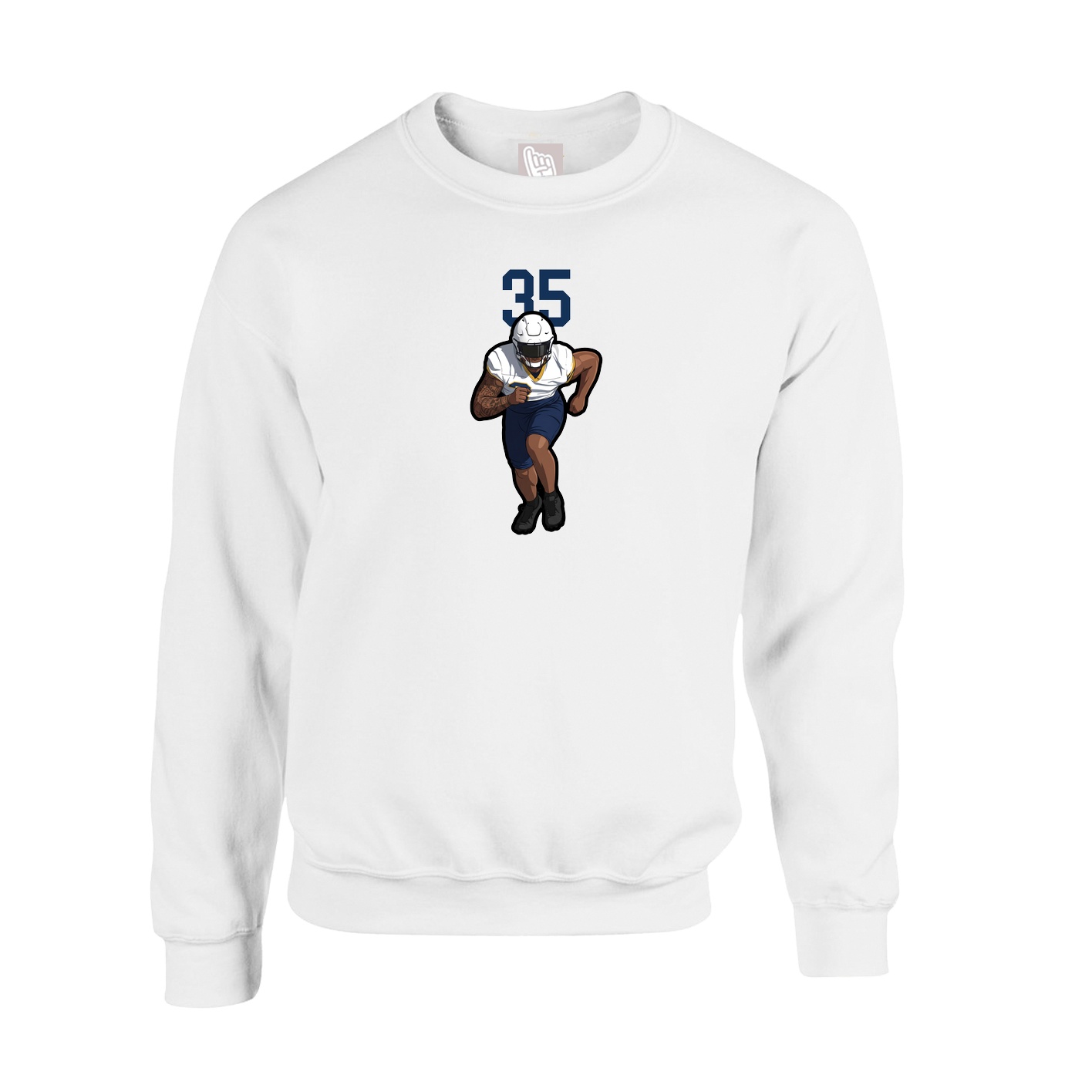 Fleece Crew — Number Top in White