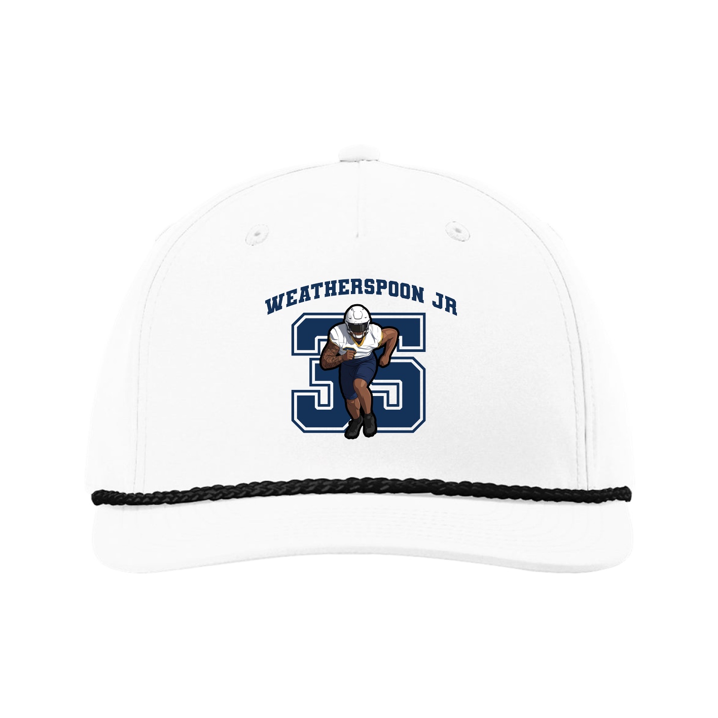 Five-Panel Classic Rope Cap — Number in White