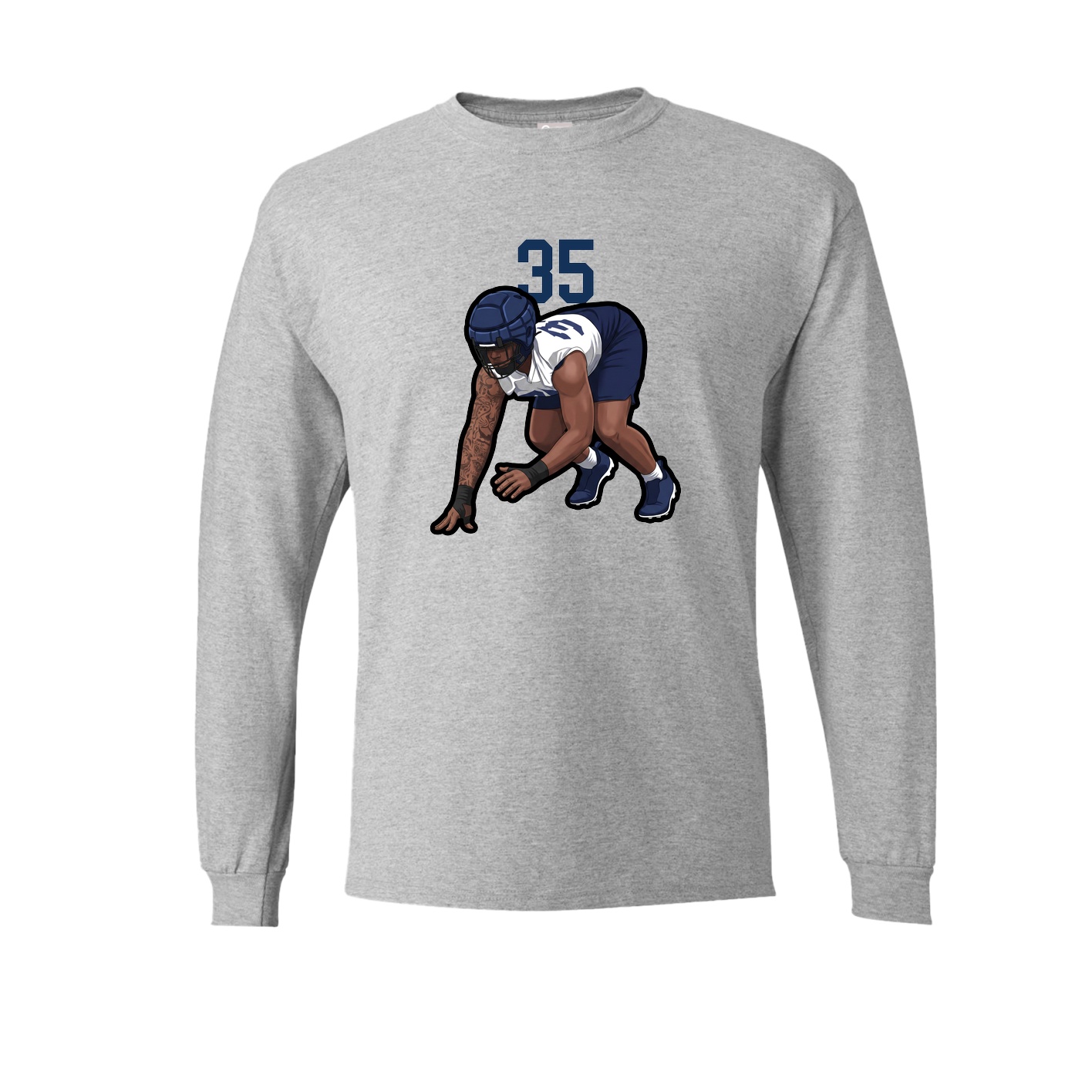 Long Sleeve Tee — Number Top in Grey