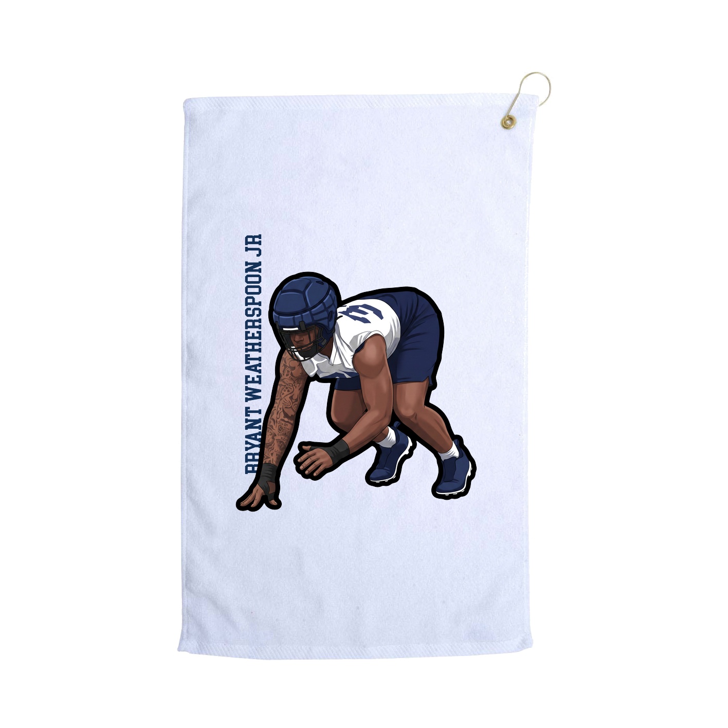 Golf Towel — Name Vertical in White