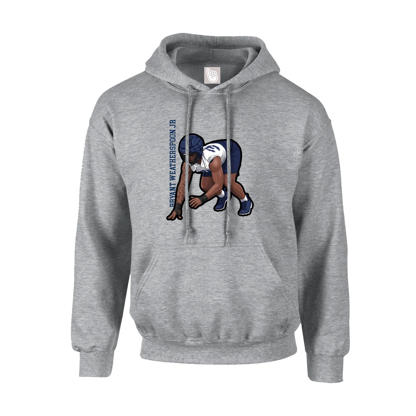 Youth Hoodie — Name Vertical in Grey