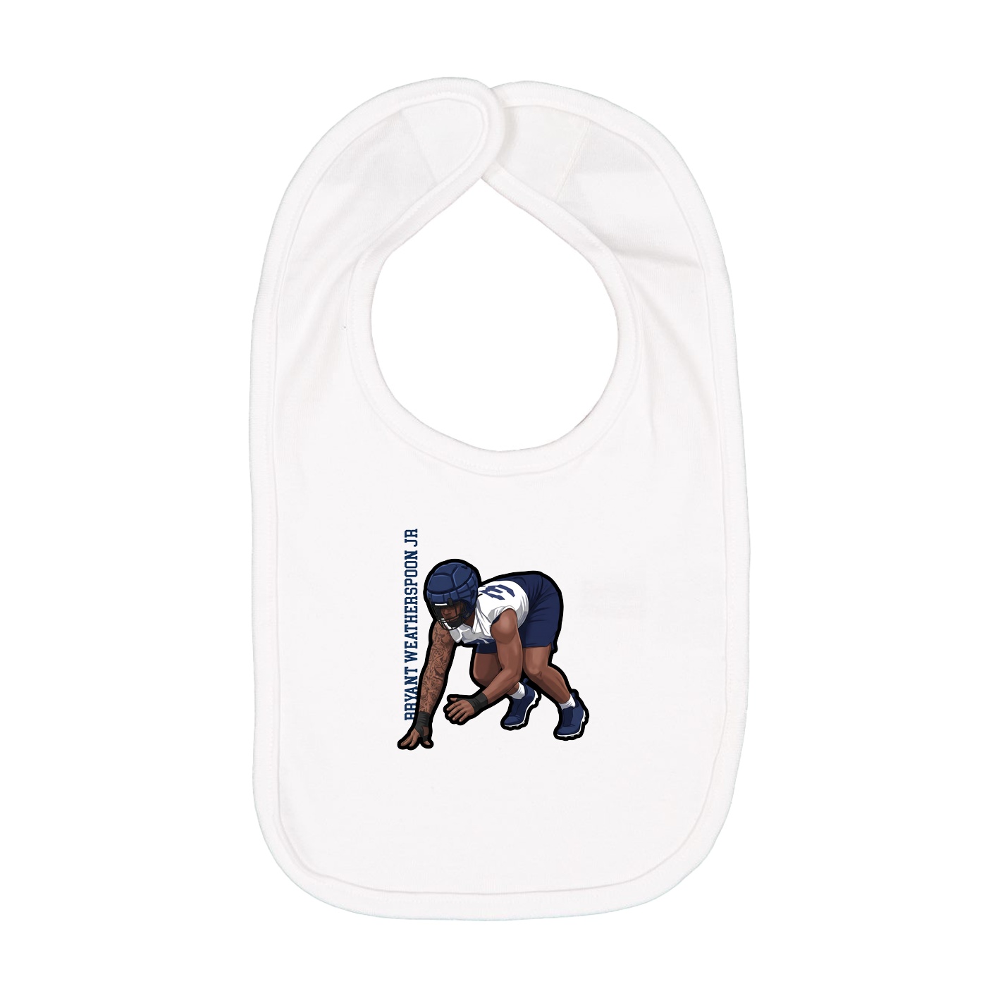 Infant Bib — Name Vertical in White