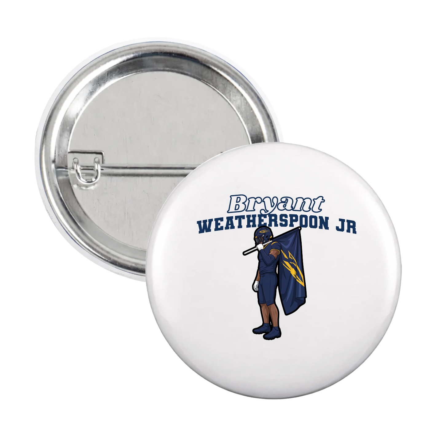 Game Day Button — Name Arch in White