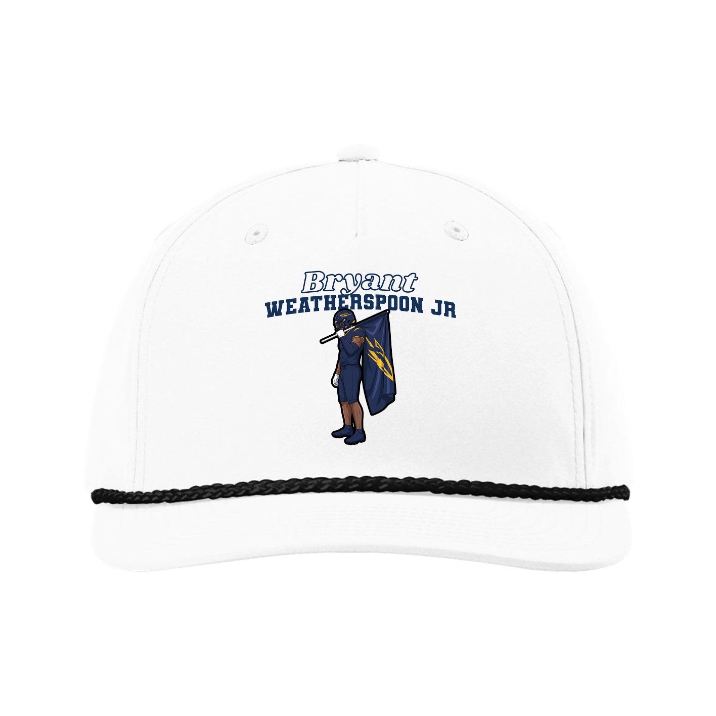 Five-Panel Classic Rope Cap — Name Arch in White