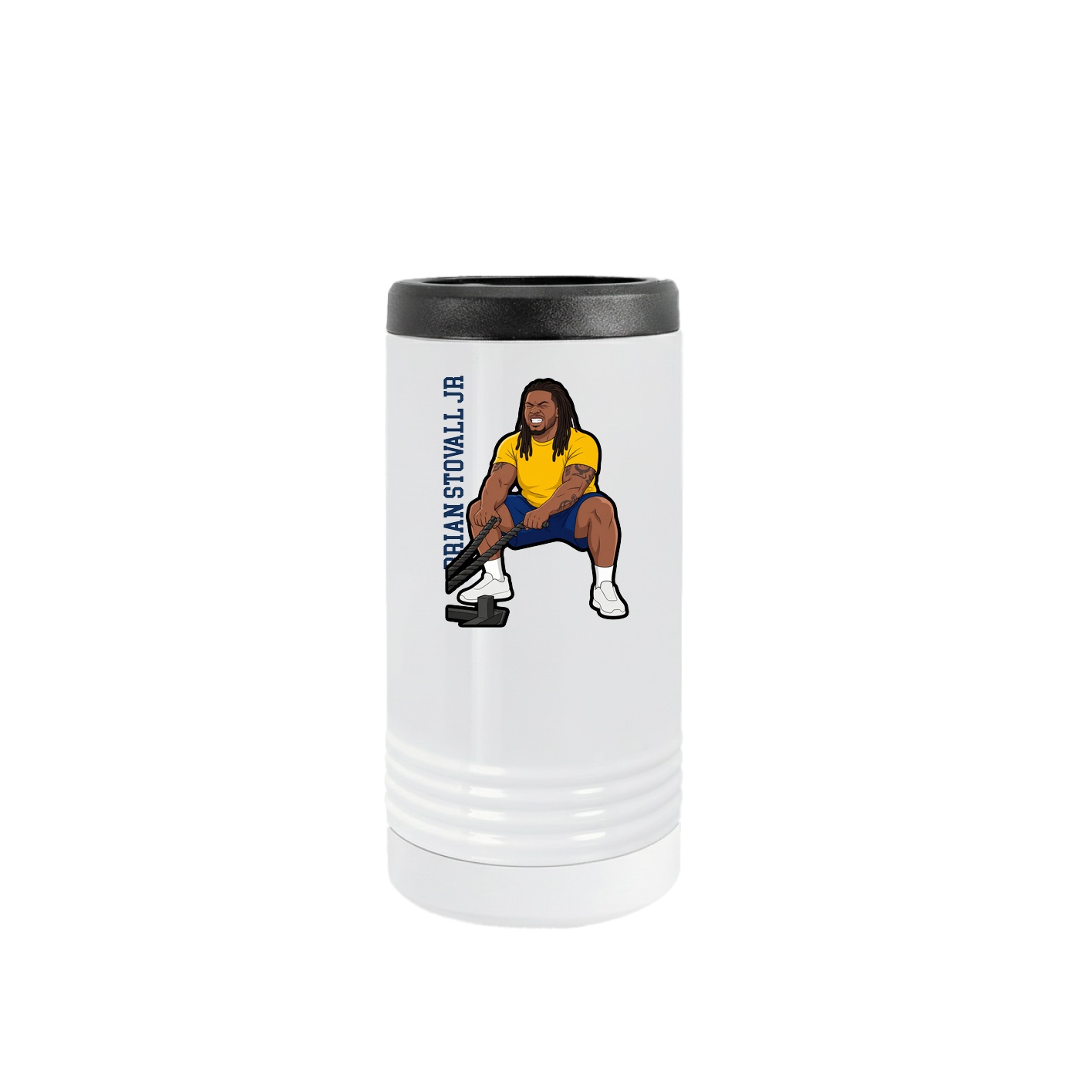 Slim Beverage Holder — Name Vertical in White