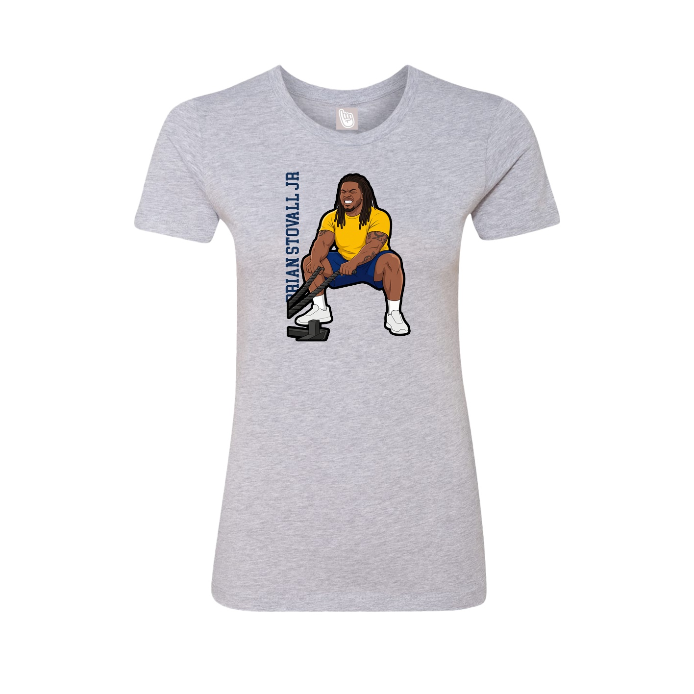 Fitted Women's Tee — Name Vertical in Grey