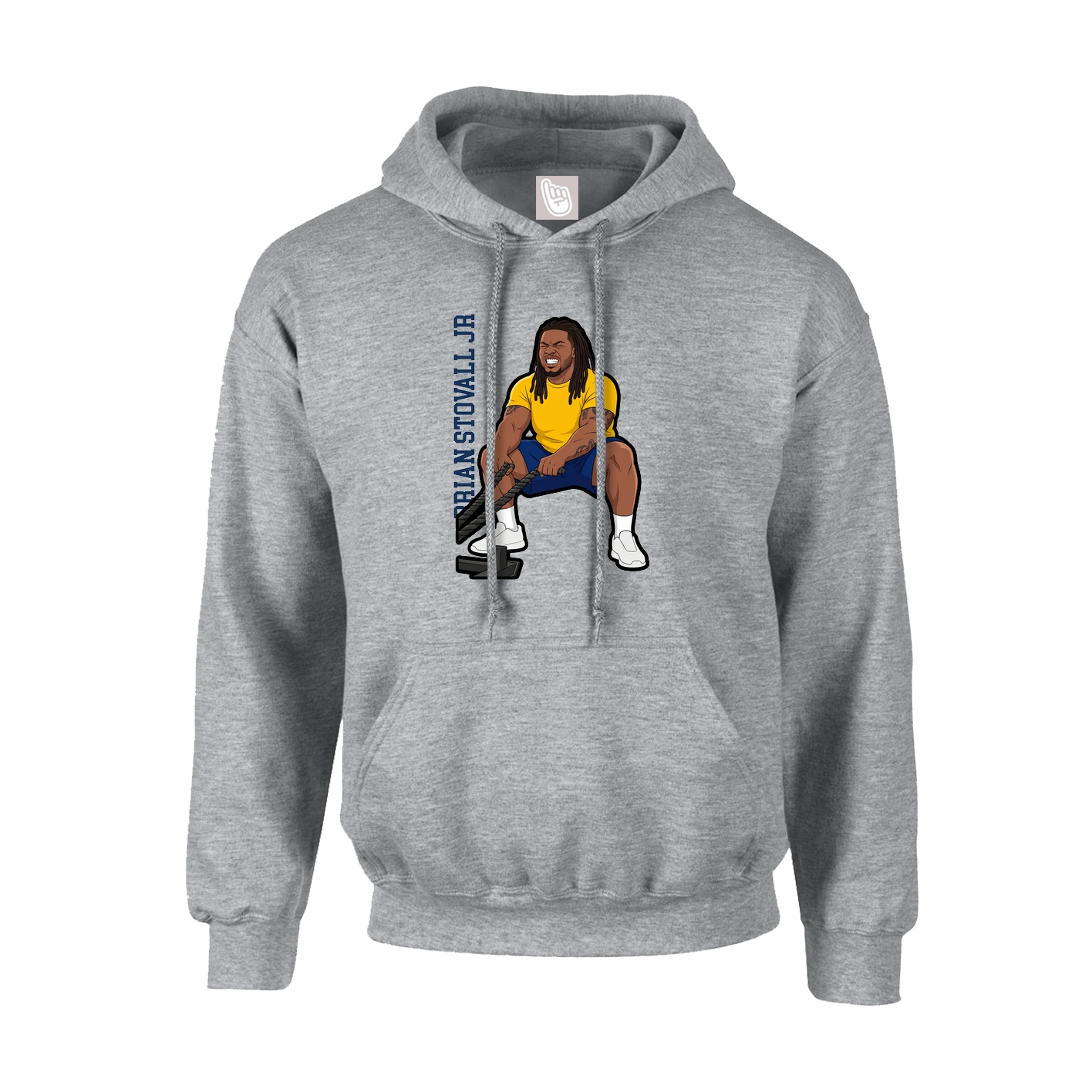 Hoodie — Name Vertical in Grey