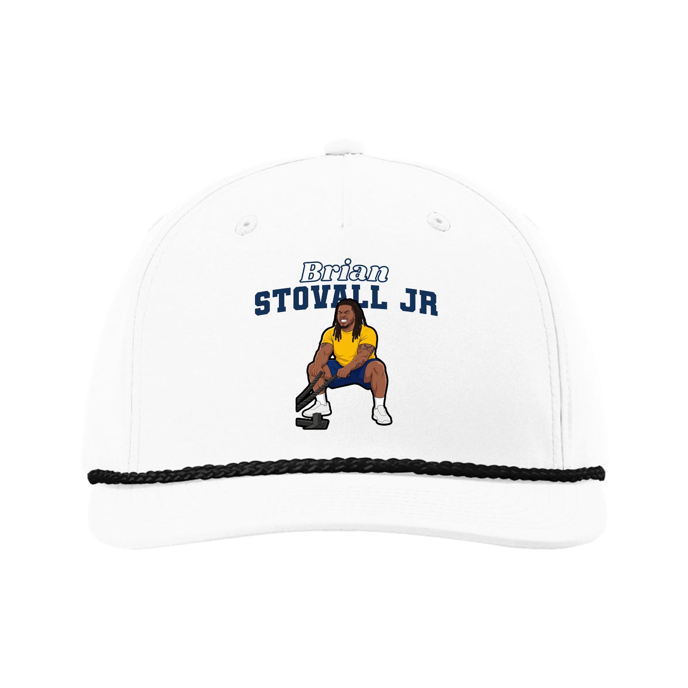 Five-Panel Classic Rope Cap — Name Arch in White