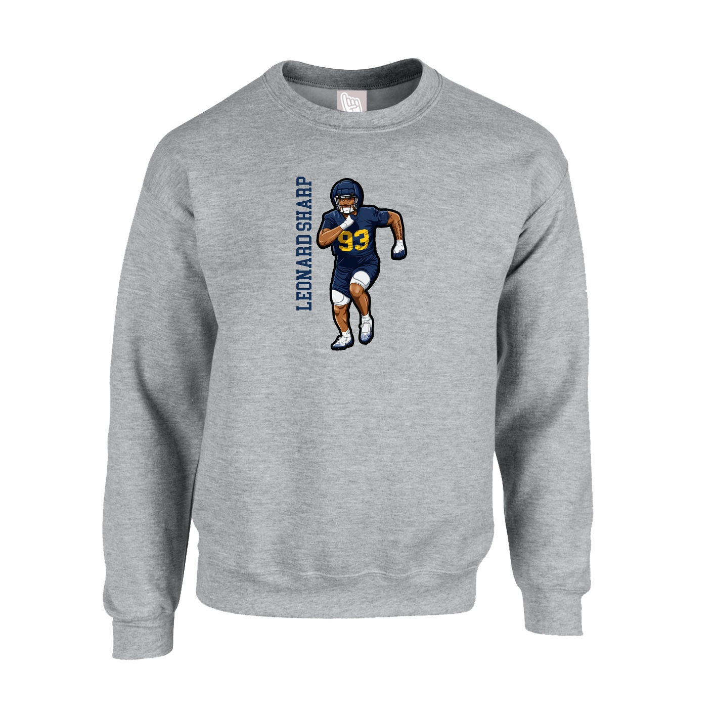Fleece Crew — Name Vertical in Grey