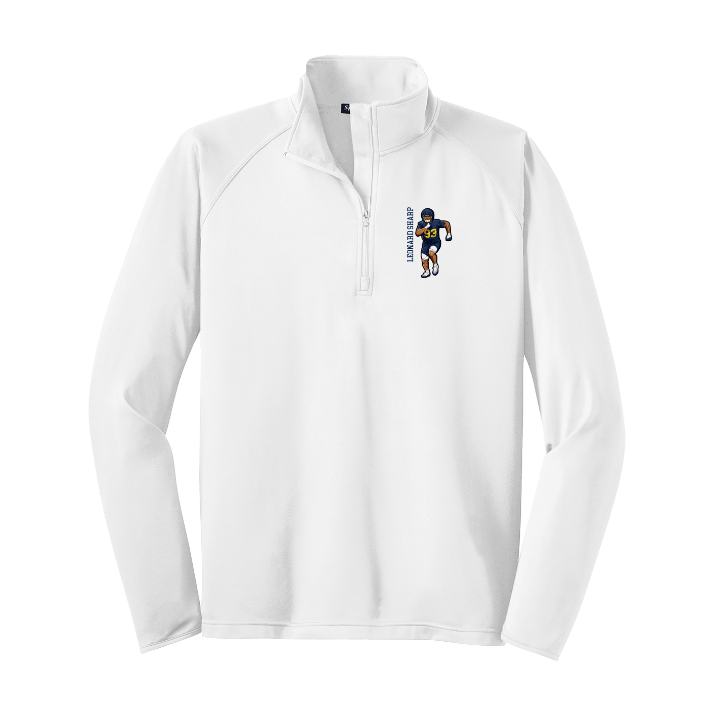 Q-Zip Pullover — Name Vertical in White