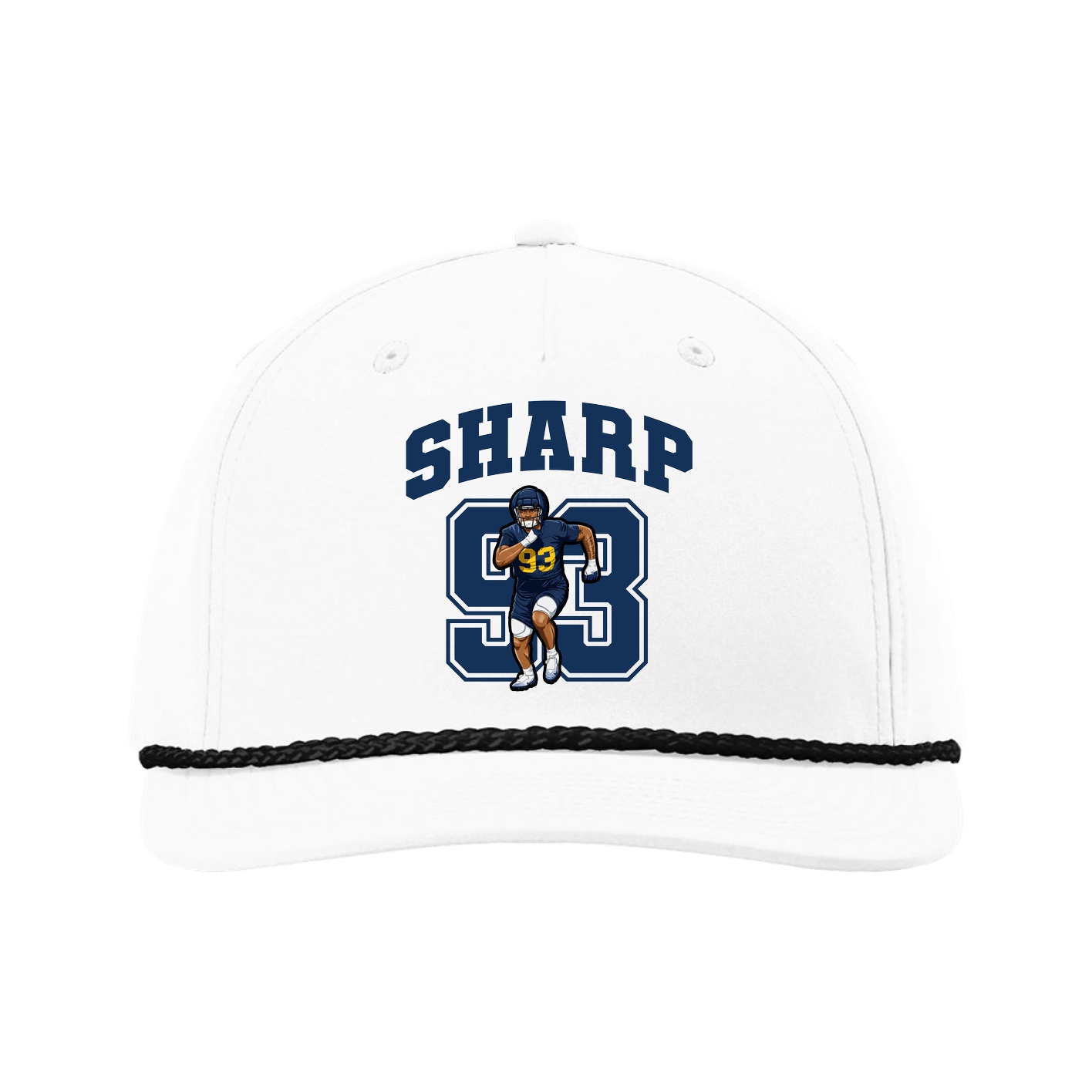 Five-Panel Classic Rope Cap — Number in White