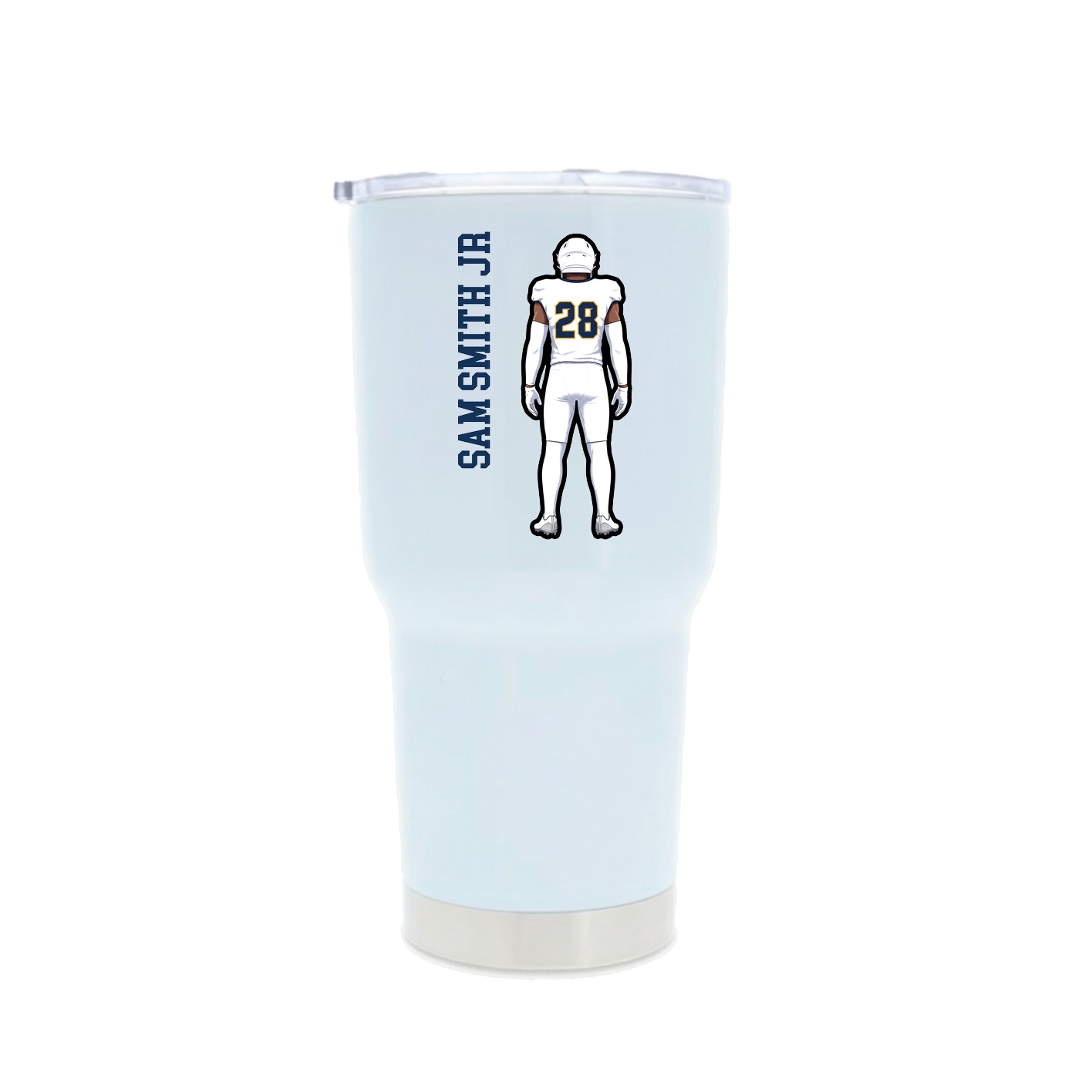 30oz Stainless Steel Tumbler — Name Vertical in White