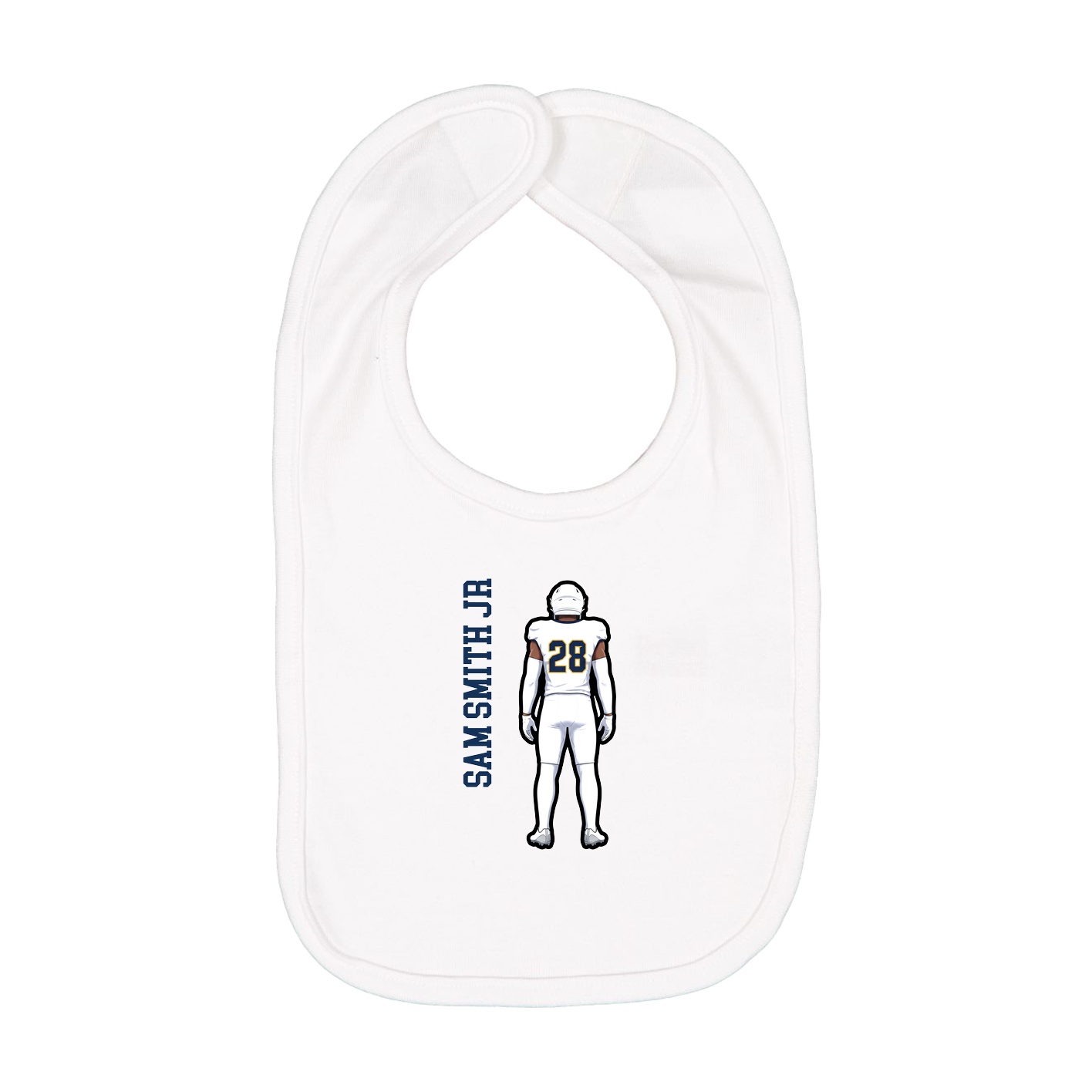Infant Bib — Name Vertical in White