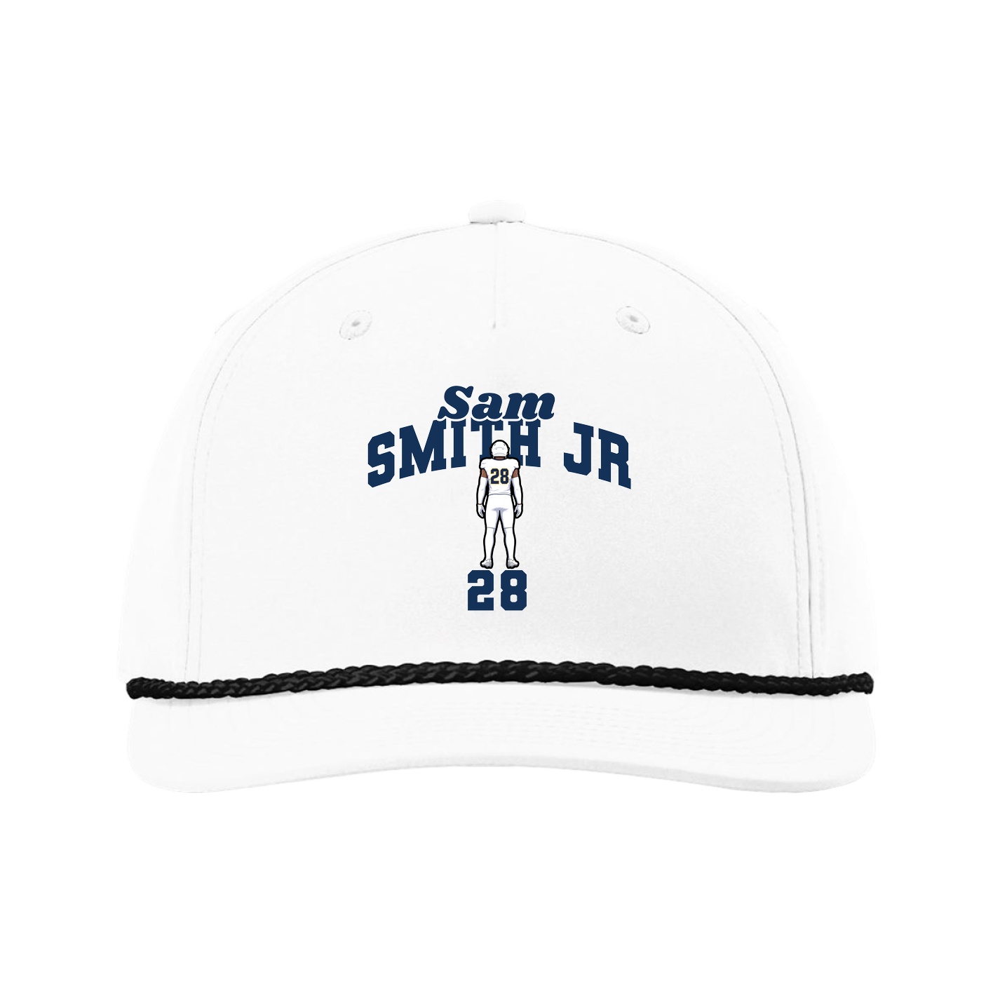 Five-Panel Classic Rope Cap — Signature Arch in White
