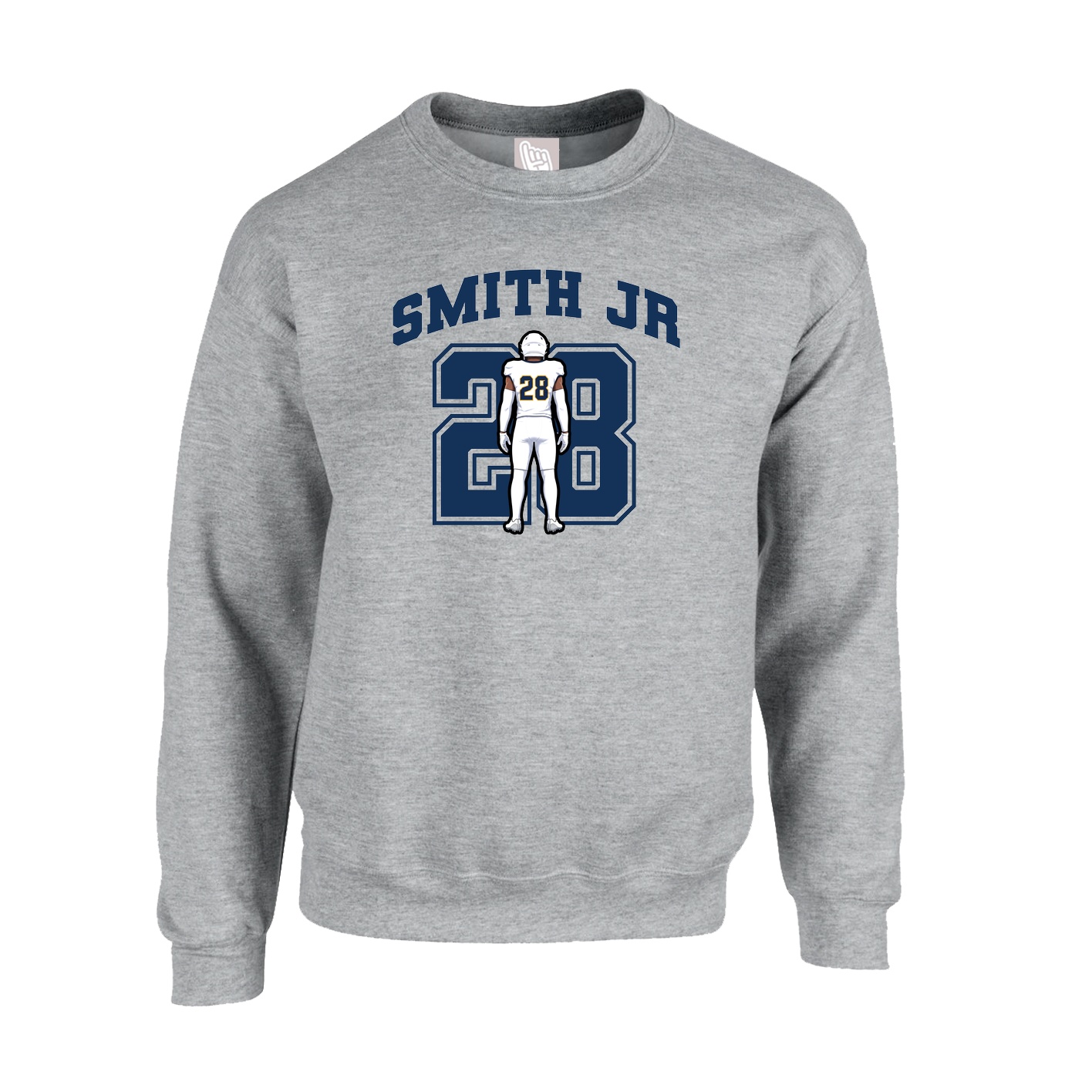 Fleece Crew — Number in Grey