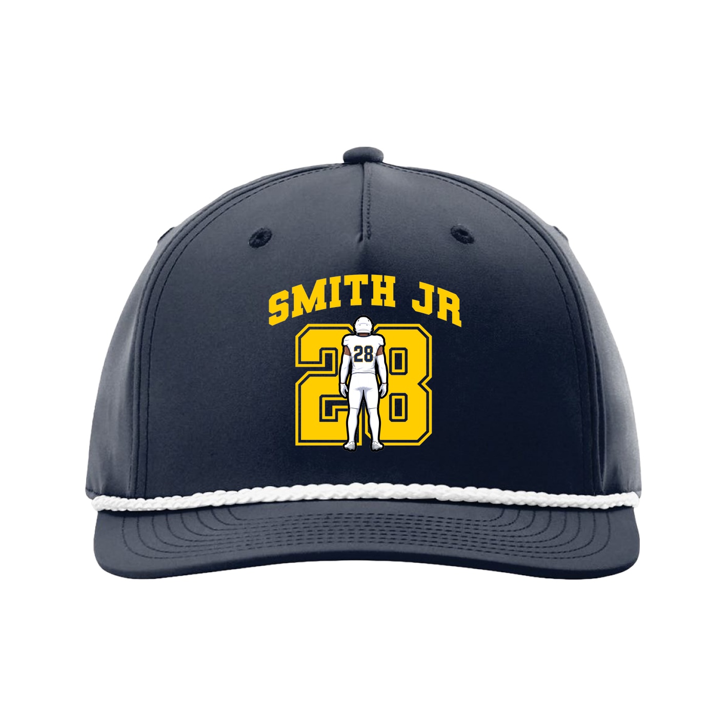 Five-Panel Classic Rope Cap — Number in Navy