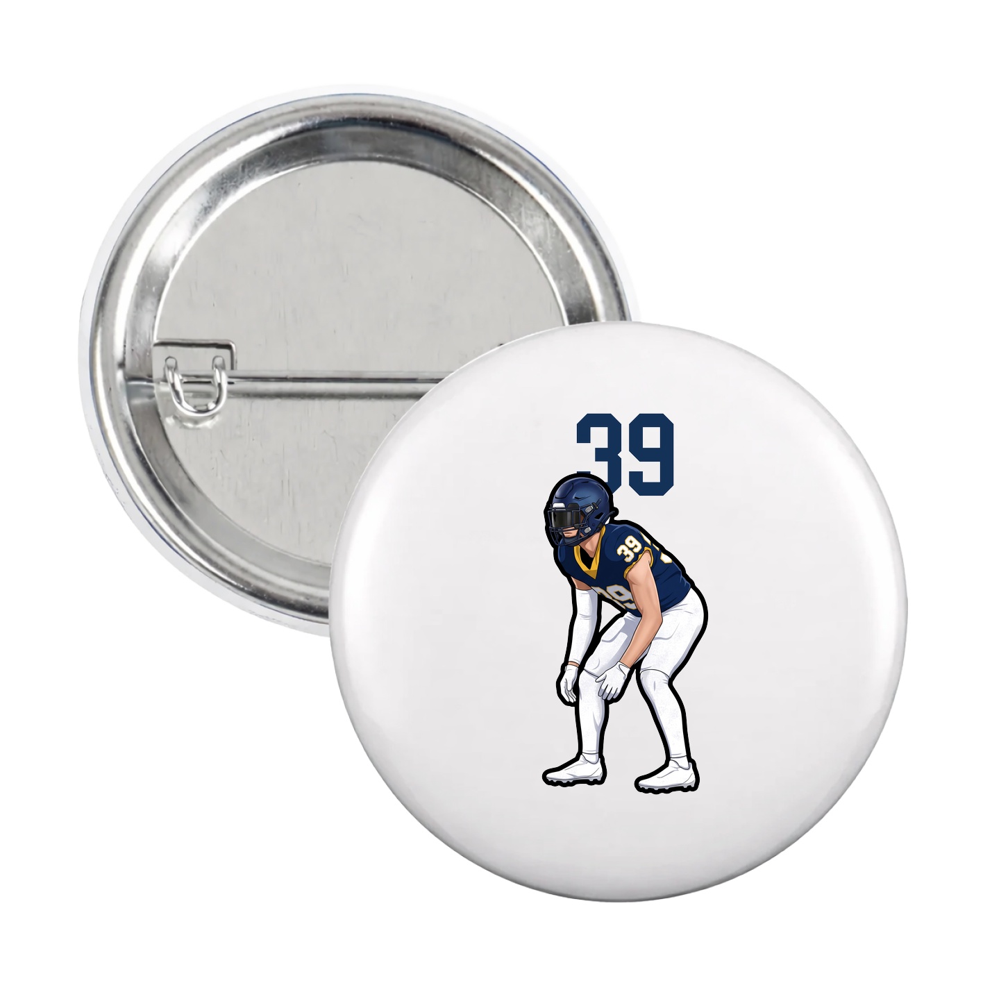 Game Day Button — Number Top in White