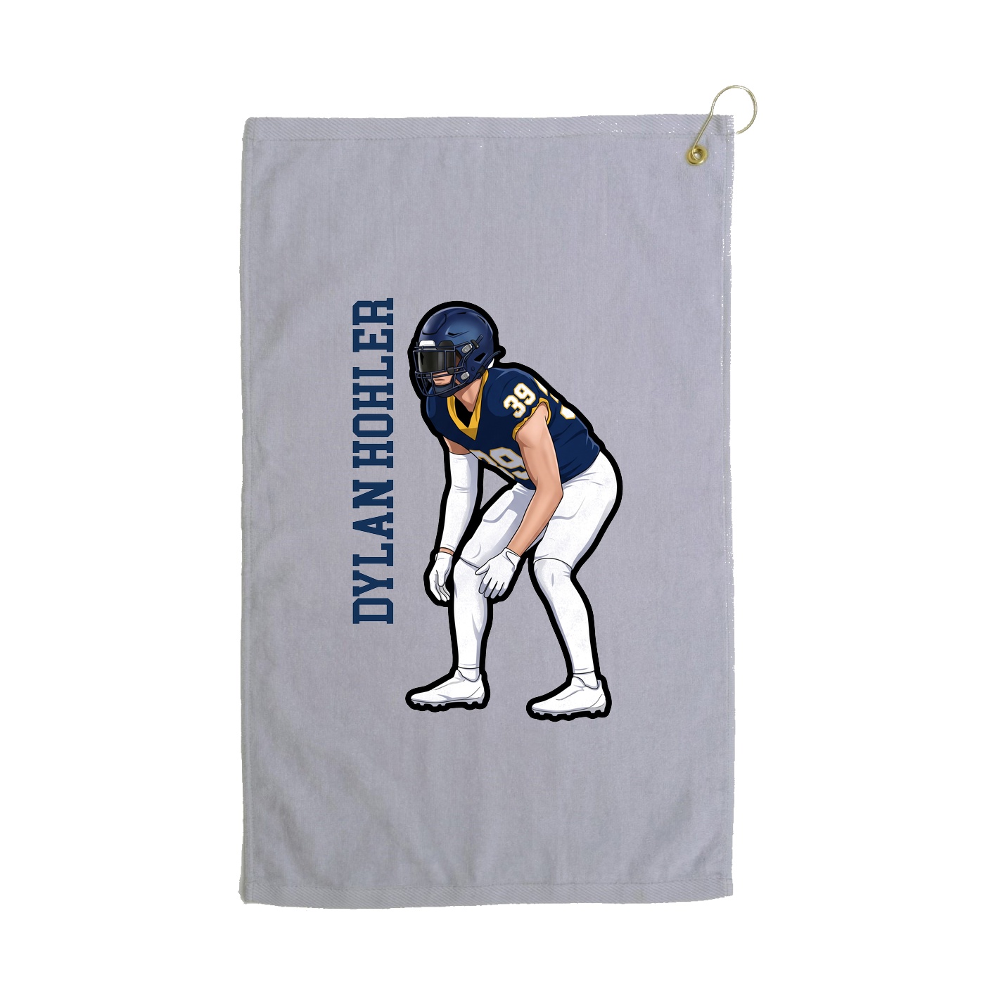 Golf Towel — Name Vertical in Grey