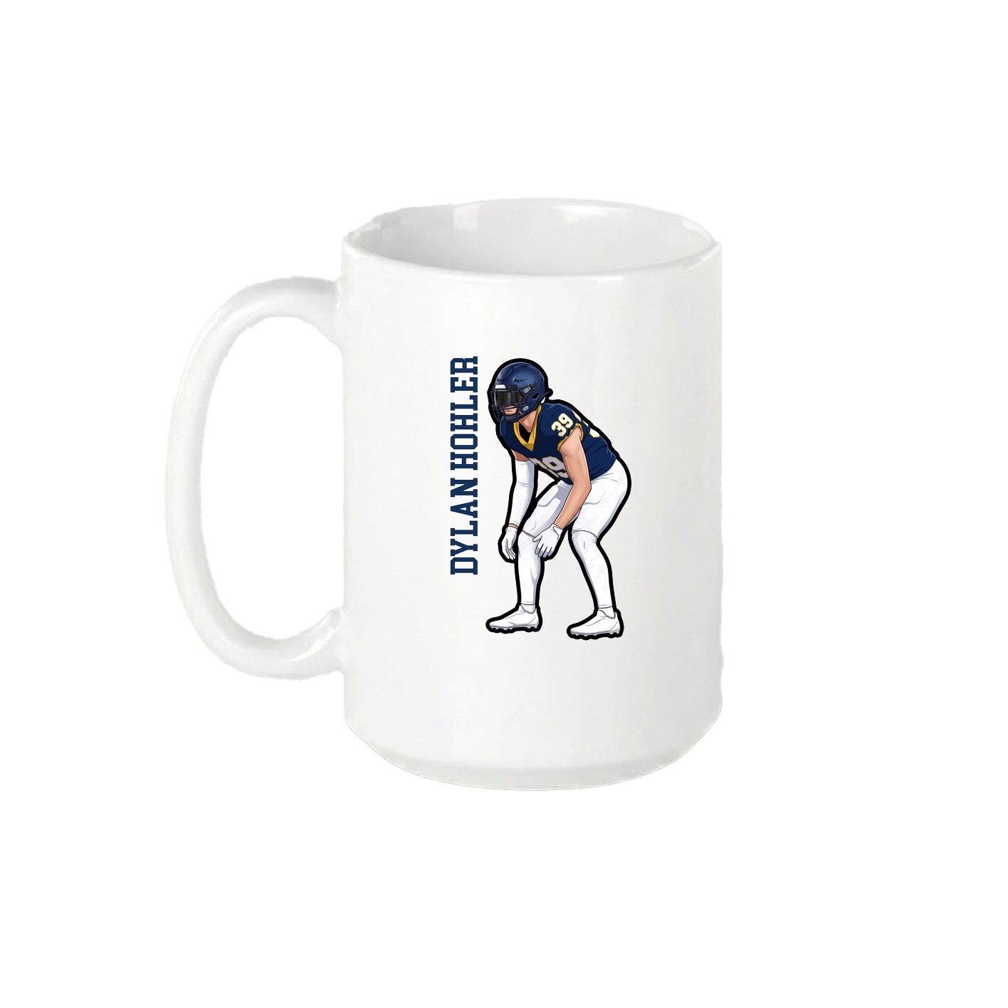 15oz Coffee Mug — Name Vertical in White