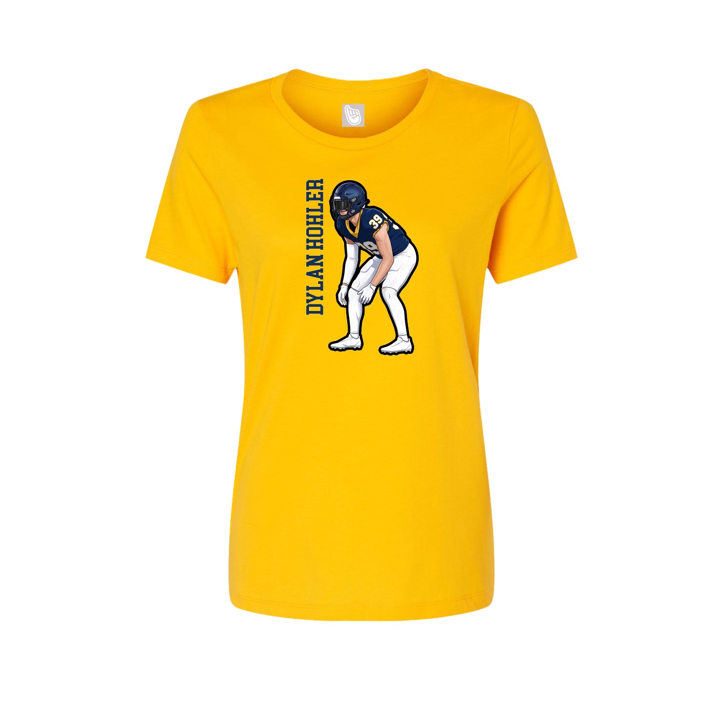 Fitted Women's Tee — Name Vertical in Gold