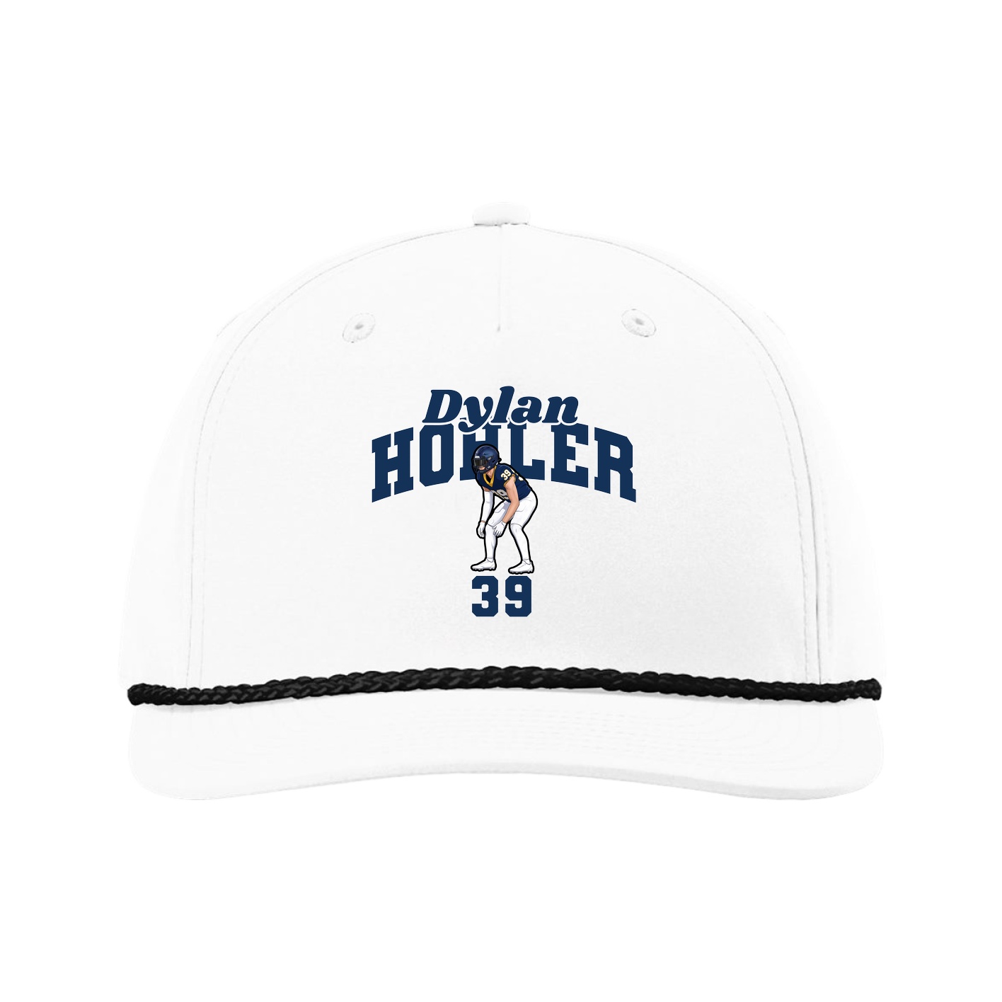Five-Panel Classic Rope Cap — Signature Arch in White