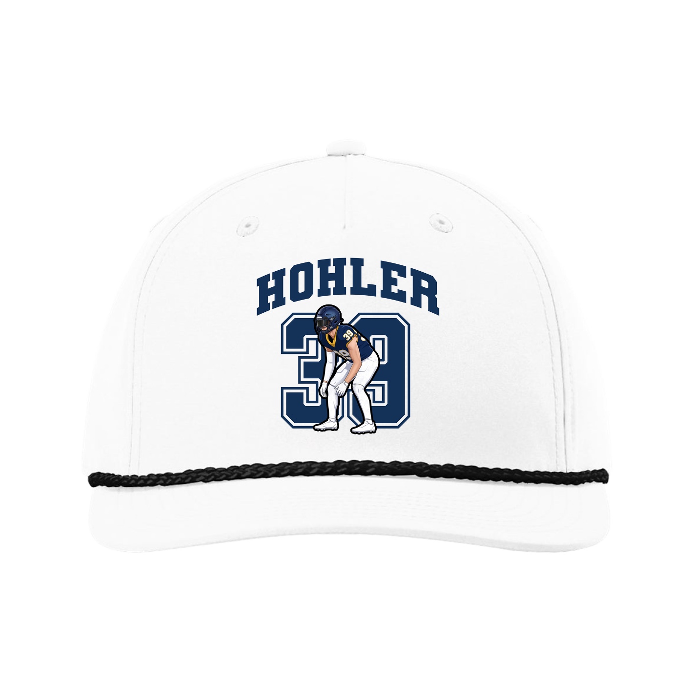 Five-Panel Classic Rope Cap — Number in White