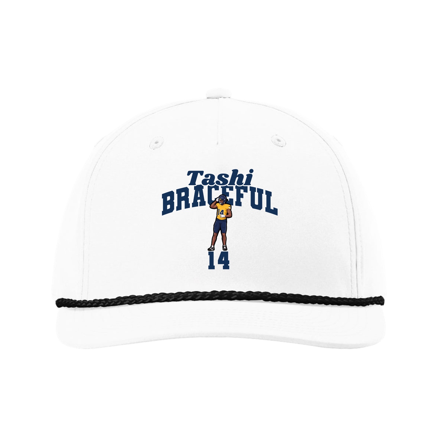 Five-Panel Classic Rope Cap — Signature Arch in White