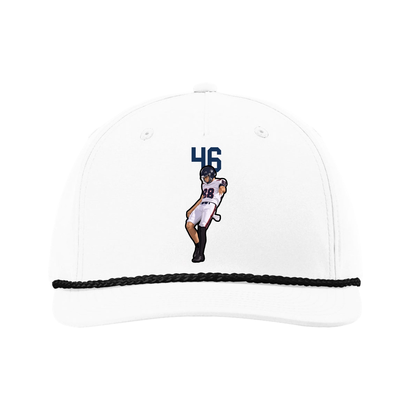 Five-Panel Classic Rope Cap — Number Top in White