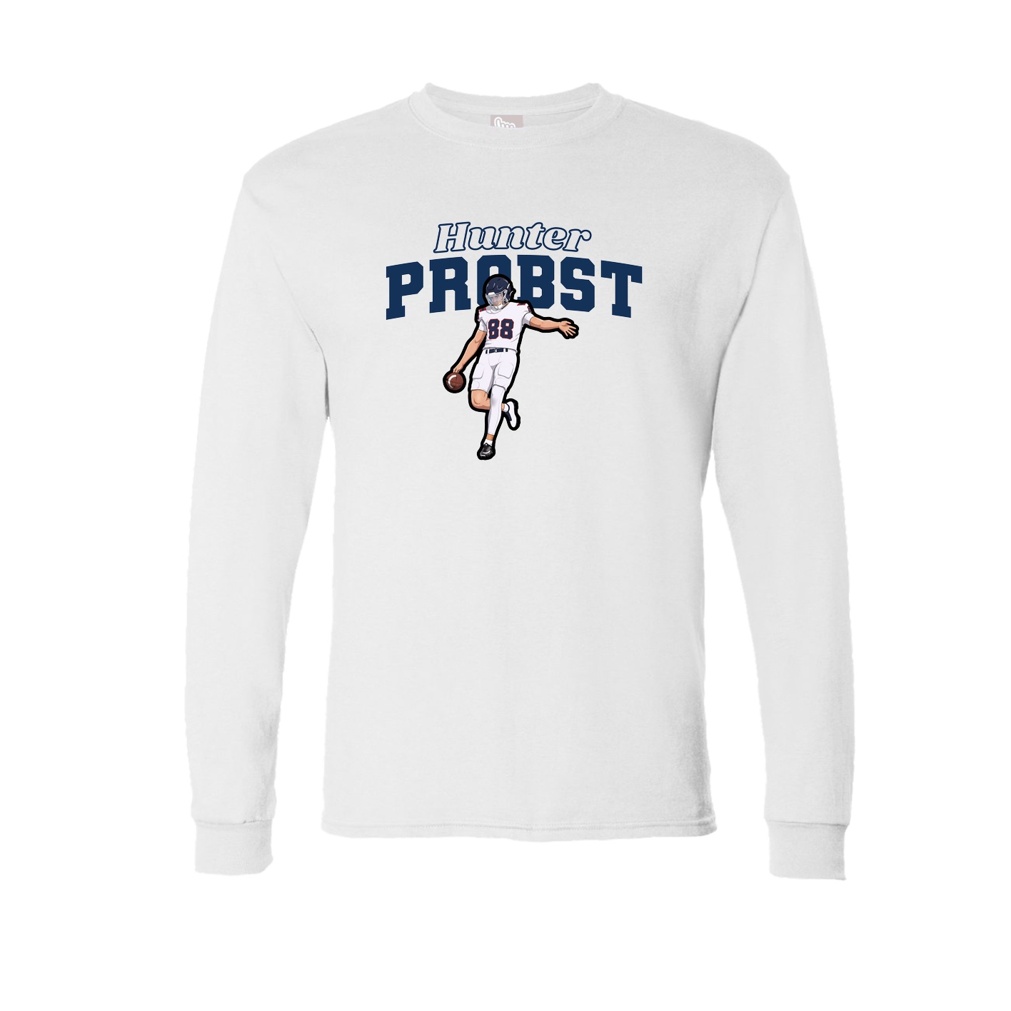 Long Sleeve Tee — Name Arch in White