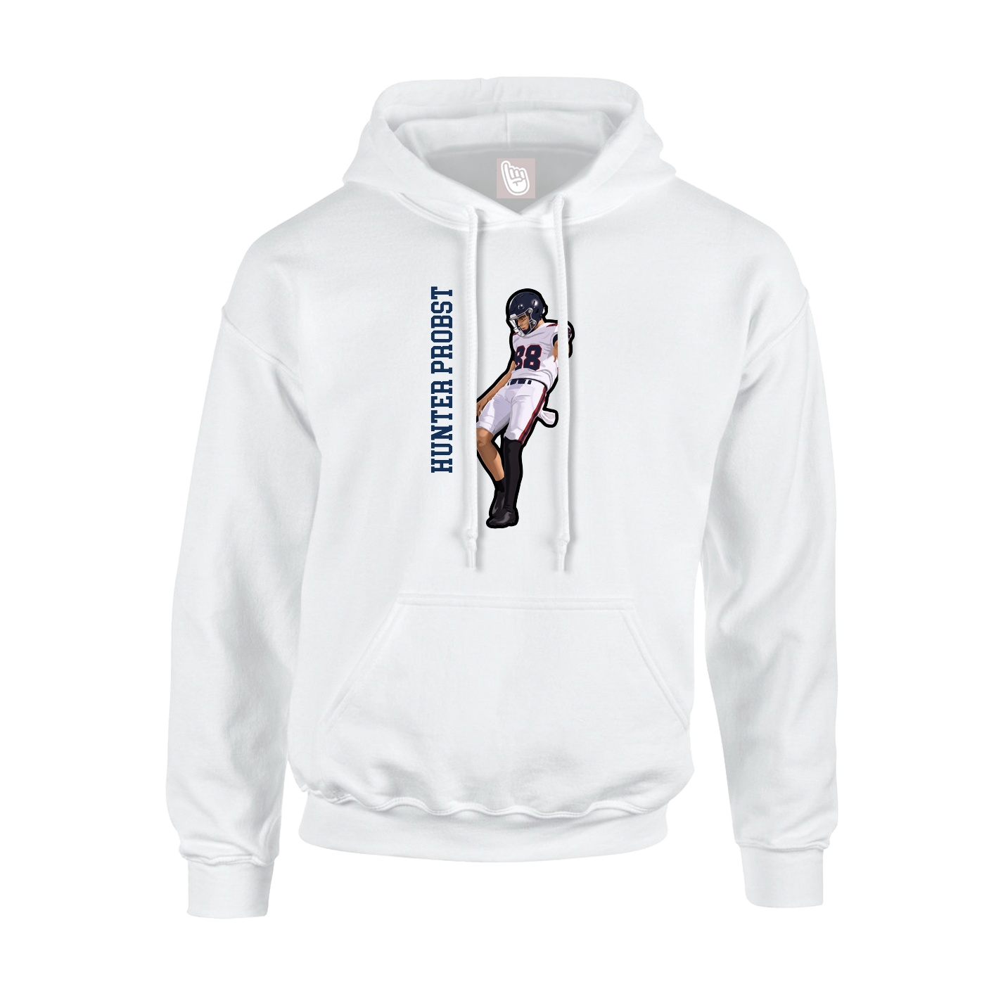 Youth Hoodie — Name Vertical in White