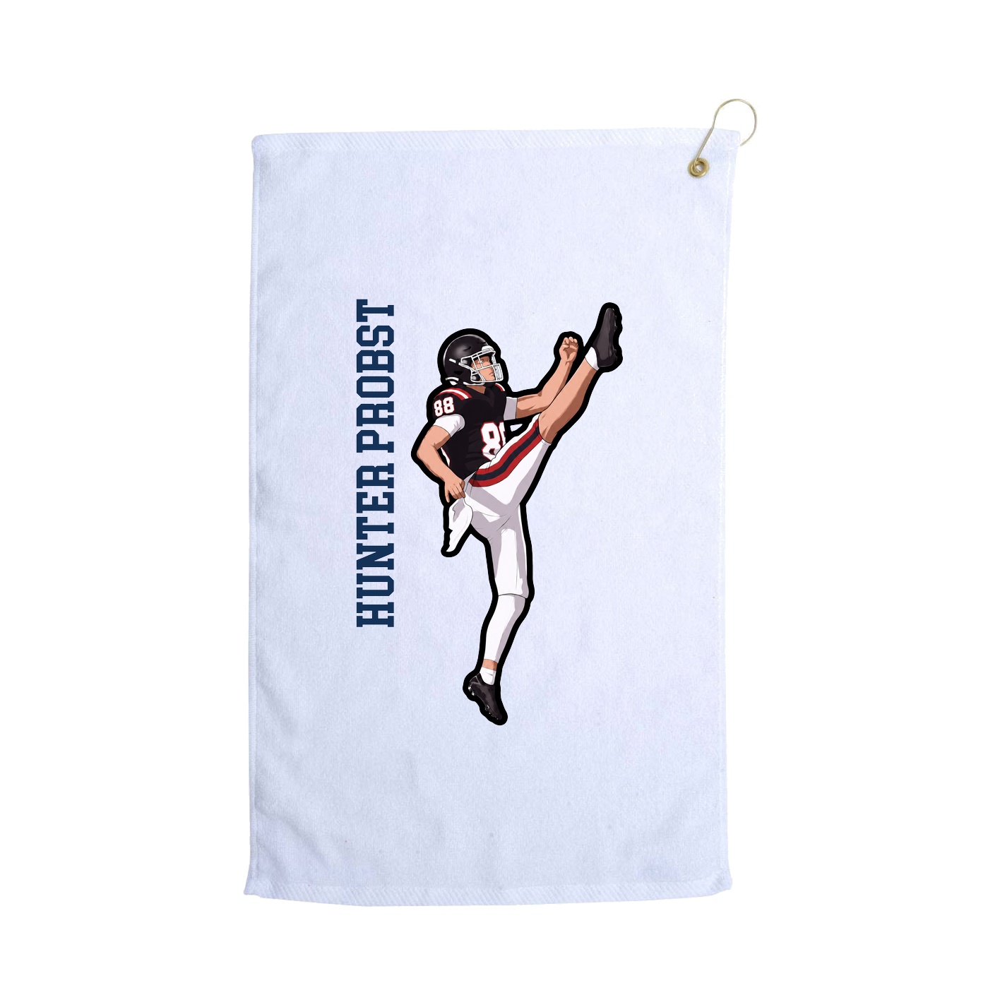 Golf Towel — Name Vertical in White