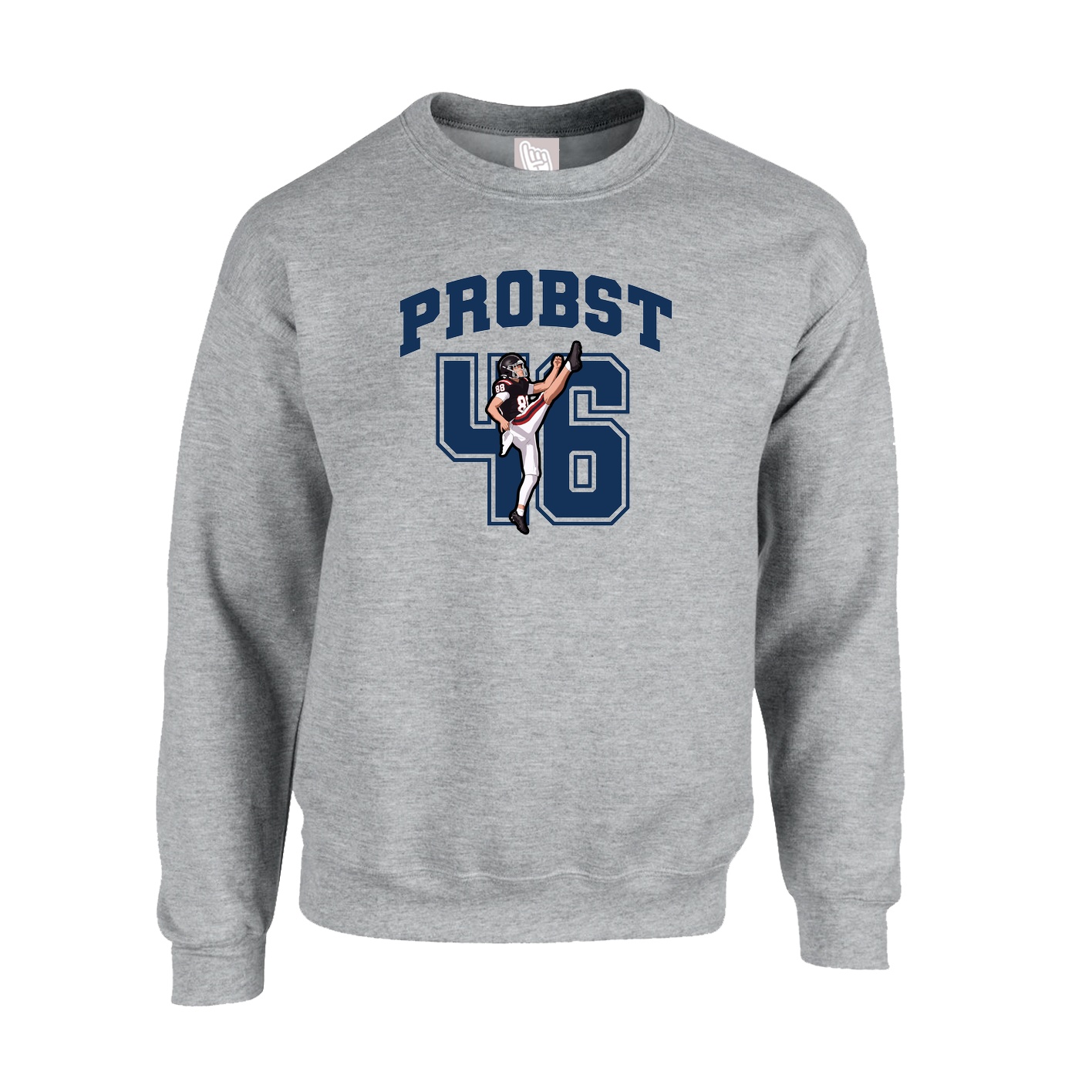 Fleece Crew — Number in Grey