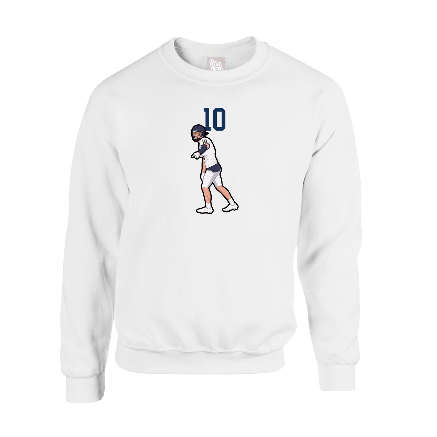 Fleece Crew — Number Top in White